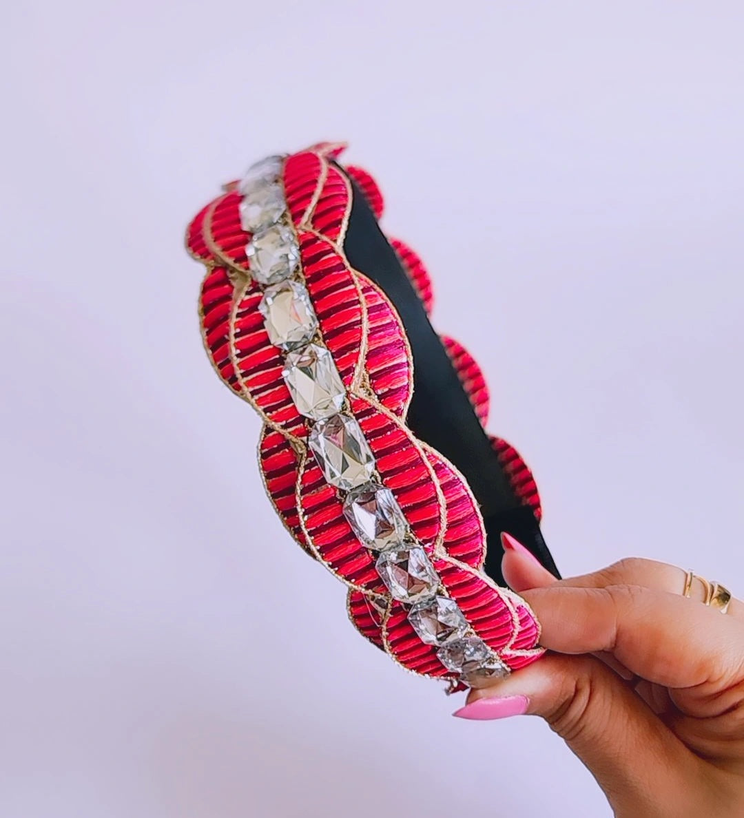 Curvy Pink Embellished Hairband