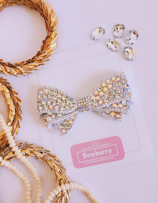 Embellished White Scarlett Bow