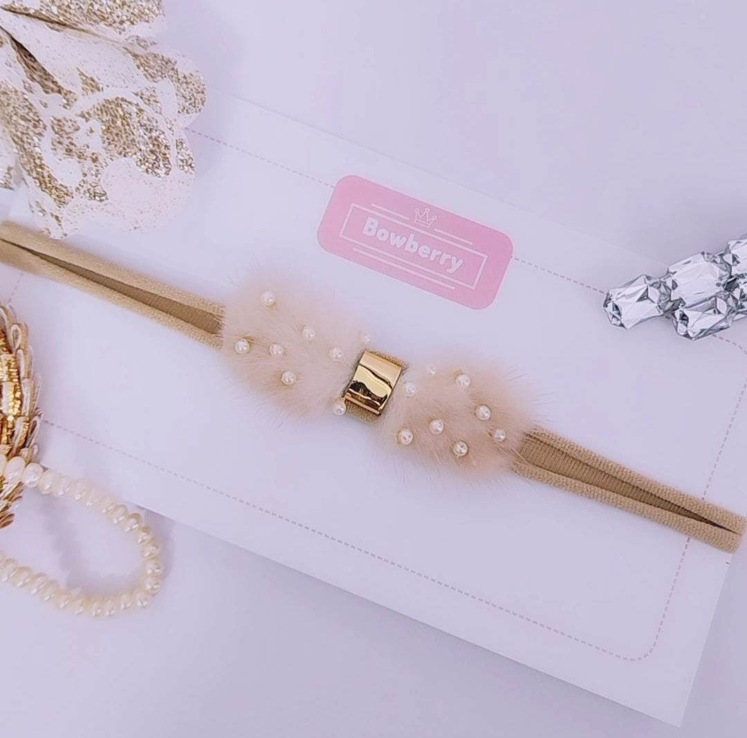 Pearled Furry Headband