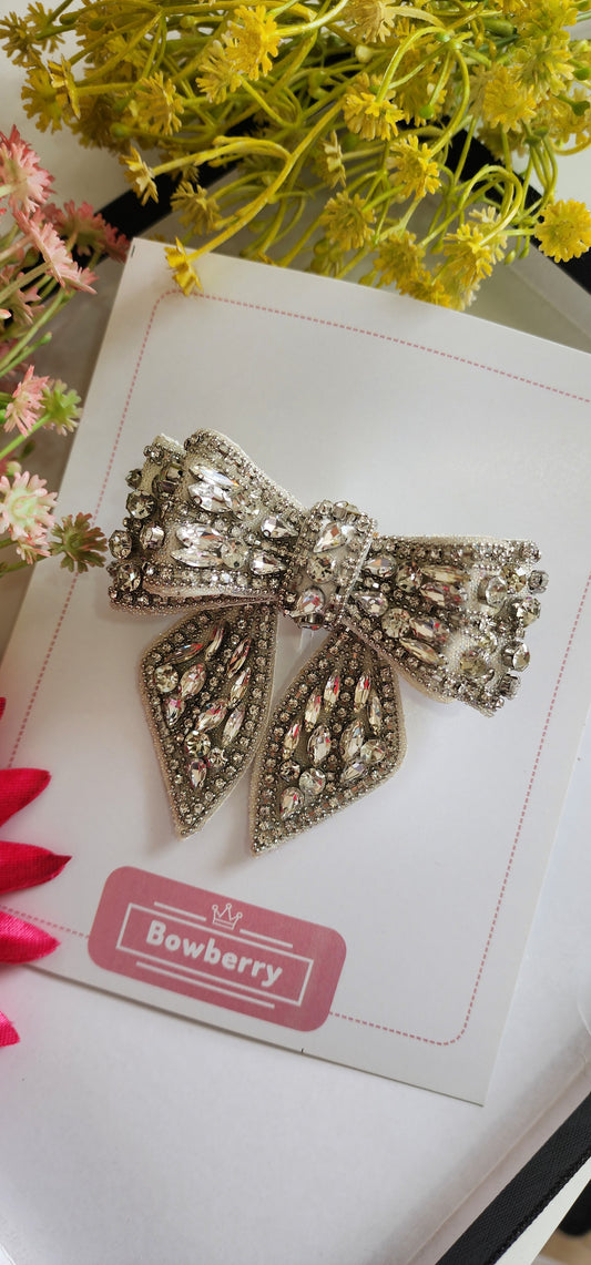 Ivory Sophia Embellished Bow Clip