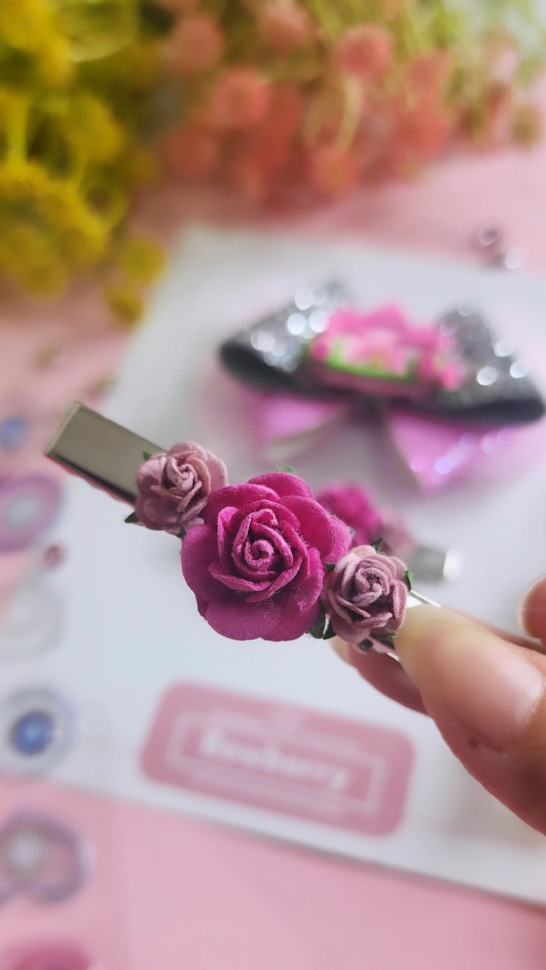 Pink Castle Bow Clip Set