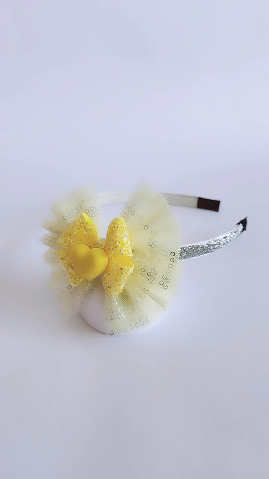 Yellow Love bow with Detachable hairband